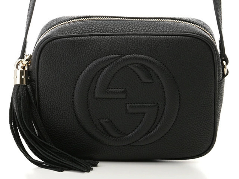 Gucci Disco Bag Shoulder Black Embossed Leather